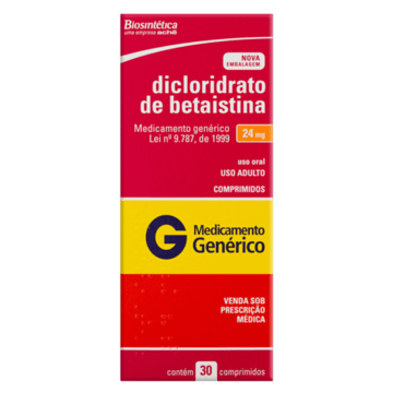 Dicloridrato de Betaistina 24mg Biosintética Caixa 30 Comprimidos