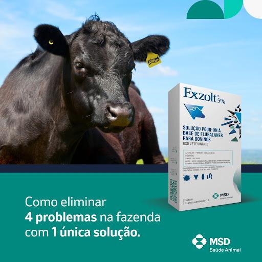 Carrapatos, moscas-dos-chifres, bernes e bicheiras são 4 problemas comuns na fazenda que causam diversos impactos negativos na saúde e bem-estar dos animais como redução no ganho de peso e na produção de leite, queda no rendimento do couro e favorecem o aparecimento de outras infecções. Mas chega de preocupações com infestações que comprometem a sua produtividade, conheça Exzolt® 5% da MSD Saúde Animal! Elimine 4 problemas com essa solução revolucionária e de eficácia nunca antes vista. Com tecnologia inovadora, Exzolt® 5% age de forma rápida e duradoura, protegendo seu rebanho e garantindo mais saúde e bem-estar aos animais. Aposte em quem realmente resolve o problema e reine no combate aos ectoparasitas! 

Consulte seu Médico Veterinário e saiba mais sobre o produto!

MSD Saúde Animal.