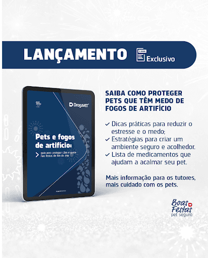 Saiba como proteger seu Pet - 🚨 Saiba como proteger os pets contra os fogos de artifício!
Os fogos de artifício podem ser um grande desafio para os pets, mas com o suporte certo, seus tutores podem oferecer mais conforto e segurança.
Criamos um e-book exclusivo com informações valiosas para orientar os tutores durante esse período delicado.
💡 O que o e-book traz:
 📖 Por que os pets sentem medo dos fogos?
 🐶 Dicas práticas para minimizar o estresse;
 🏠 Estratégias para criar um ambiente tranquilo;
 💊 Informações sobre medicamentos indicados para auxiliar no bem-estar, como os da DrogaVET.