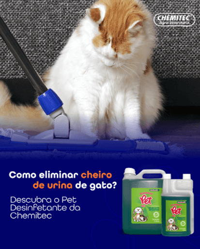 Pet desinfetante - Quem tem gatos em casa sabe que encontrar um produto capaz de eliminar o cheiro de urina do pet, sem incomodar o olfato sensível dos felinos, pode ser um grande desafio.

Com o Pet Desinfetante® da Chemitec, este problema tem solução! O produto elimina os odores de forma eficaz, sem causar desconforto aos pets e sem causar alergias nos animais.

Além de combater o cheiro de urina, o Pet Desinfetante® elimina agentes que oferecem risco à saúde e bem-estar dos animais de estimação, garantindo ambientes limpos e cheirosos.

Experimente o Pet Desinfetante® Chemitec e elimine o mau cheiro!

#Chemitec #JuntosSomosChemitec #cuidadoscom Pets #desinfecção #pets #gatos