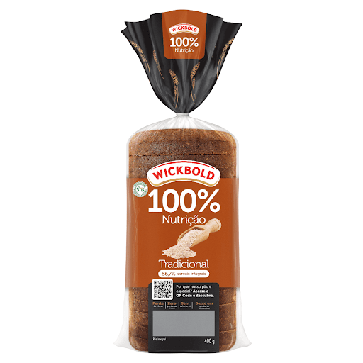 PÃO 100% NUTRIÇÃO TRADICIONAL 400G - O pão 100% nutrição tradicional é feito com farinha integral e combina com tudo.