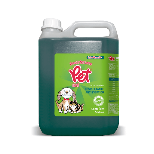 Desinfetante Pet 5 L - É indicado para a desinfecção de clínicas e hospitais veterinários: salas de espera, ambulatórios, centros cirúrgicos e banho/tosa. Nas desinfecções de gaiolas, mesas, utensílios, equipamentos e materiais cirúrgicos. Na desinfecção e eliminação de odores de canis e gatis; quintais, comedouras e bebedouros.