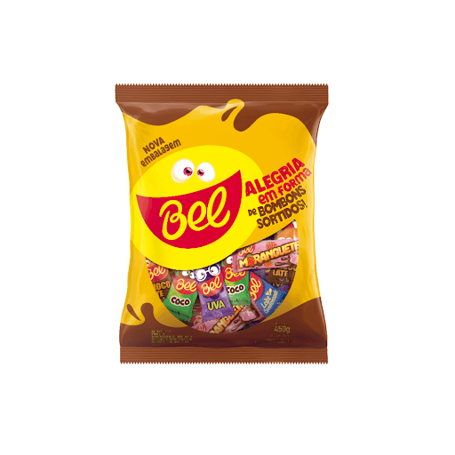 BOMBONS SORTIDOS 9G BAG 450G - Nossos Bel de Bolso: deliciosos e feitos sob medida para levar a qualquer lugar. São barrinhas com uma deliciosa cobertura sabor chocolate ao leite e com recheio macio e aerado. No total, são 6 sabores diferentes na mesma embalagem: Moranguete, Bel Leite Condensado, Bel Yogo, Bel Uva, Bel Coco e Bel Choco. 



Esse produto possui apresentação em display de 450g e bag de 75g.