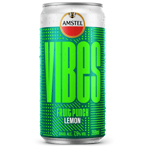 Amstel Vibes Lemon Lata 269ml - Amstel Vibes é uma bebida pronta para beber alcoólica (7,9% ABV) com a vibe de um drink e um sabor suave, fácil de beber, devido ao aroma natural de frutas. É a bebida perfeita para aqueles momentos de se divertir ao máximo com os amigos!