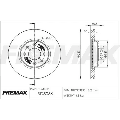 DISCO DE FREIO VENTILADO DIANTEIRO FREMAX - BD5056 - DISCO DE FREIO VENTILADO DIANTEIRO FREMAX - BD5056
