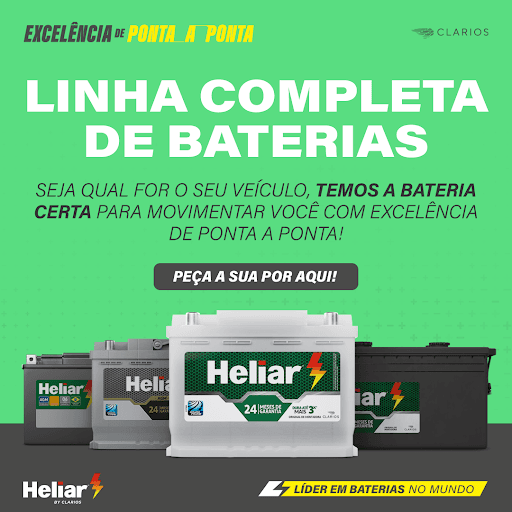 🚗🔋 Linha Completa de Baterias Heliar! 🔋🚗
🌟 Peça a sua por aqui e experimente a qualidade Heliar! 🌟
✅ 24 meses de garantia
✅ Confiança e performance
Líder em Baterias no Mundo!
#Heliar #Baterias #Qualidade  #Excelência