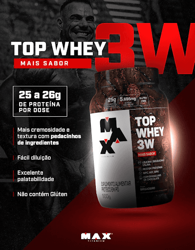 Top Whey 3w Mais Sabor  - Descrição Teste 🍫 Não é só proteína. É experiência!
O Top Whey 3W entrega cremosidade incrível, pedacinhos de brigadeiro e até 26g de proteína por porção.
É nutrição + sabor, tudo no mesmo shake. 🍨💪

👉 Sua fórmula exclusiva combina proteínas de diferentes velocidades de absorção, garantindo uma nutrição contínua, suporte aos músculos e muito mais energia para os seus treinos.