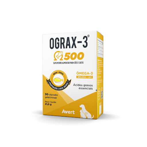 OGRAX-3 500MG CAP X 30 - AVERT - OGRAX – 3® 500  é um suplemento alimentar composto por Ômega-3 com doses ideais e elevada pureza da matéria prima