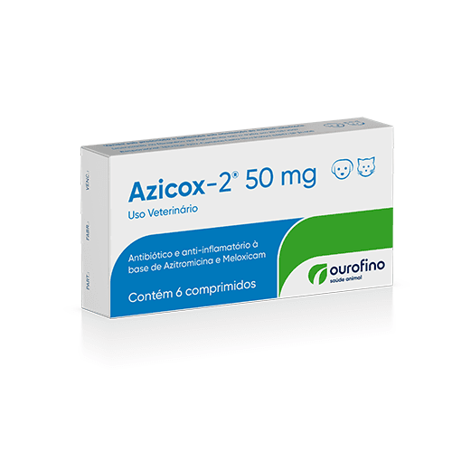 Azicox-2 50 mg - Ourofino PET - Azicox-2® proporciona antibioticoterapia de amplo espectro, combatendo a causa das infecções, enquanto trata a inflamação e seus efeitos.