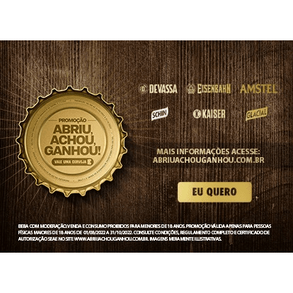 Tampinha Premiada - Abriu, achou, ganhou!

São mais de 1 milhão de chances de ganhar!

Na compra dos produtos retornáveis das marcas participantes, você tem a chance de encontrar uma tampa premiada. Confira as marcas participantes!