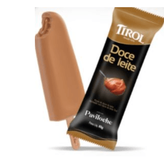 Picolé Doce de Leite Tirol  Pacote 65g  - Paviloche - Picolé Doce de Leite Recheio Doce de Leite Tirol Paviloche Pacote 65g