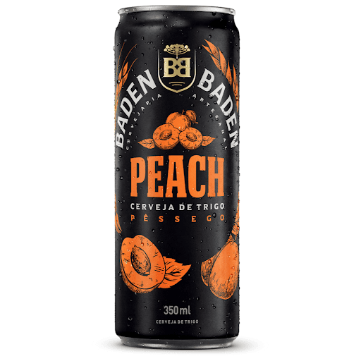 Cerveja Baden Baden Peach Lata 350ml - A Baden Baden Peach tem um sabor diferente de tudo o que você conhece e é a cerveja artesanal que tem tudo para supreender!!