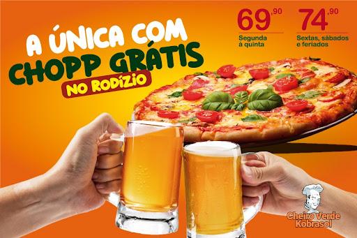 Só na Pizzaria Cheiro Verde do Kobrasol você tem mais de 40 sabores de pizzas (doces e salgadas), acompanhamentos (massas, fritas, frango frito etc),  bebidas (refri, suco e água) e CHOPP GRÁTIS!

E tudo isso por apenas R$ 69,90 (segunda a quinta) e R$ 74,90 (sexta, sábados e feriados).
Não tem pegadinha, não tem custos extras.

Convide os amigos e a família e venha para o melhor rodízio de pizzas da região. Venha para a Cheiro Verde Kobrasol.🤩

Crianças de 0 a 5 anos não pagam. De 6 a 10 anos pagam meio rodízio.😉

📍 Av. Lédio João Martins, 956 - Kobrasol / São José.