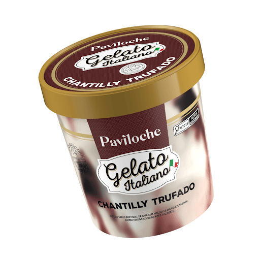 Gelato Italiano Chantilly Trufado  Pote 1,5l  - Paviloche - Gelato Italiano Chantilly Trufado Nata com Mescla de Chocolate Trufado Paviloche Pote 1,5l