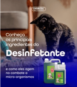 Desinfetante - Manter o ambiente do seu pet sempre limpo e seguro é essencial! O PET® Desinfetante da Chemitec conta com um poderoso blend de amônia quaternária, que age de forma eficaz na eliminação de bactérias, vírus e fungos. Por que ele é tão eficiente?

 ✔ Remove micro-organismos nocivos, protegendo seu pet e sua família. 
✔ Ideal para clínicas, pet shops, hospitais veterinários, canis, gatis e residências. 
✔ Limpa e desinfeta pisos, móveis e superfícies sem agredir o ambiente. 

Com a Chemitec, você tem segurança e qualidade garantidas para o bem-estar dos seus animais!

#Chemitec #JuntosSomosChemitec #DesinfetantePet #HigieneAnimal #SaúdePet