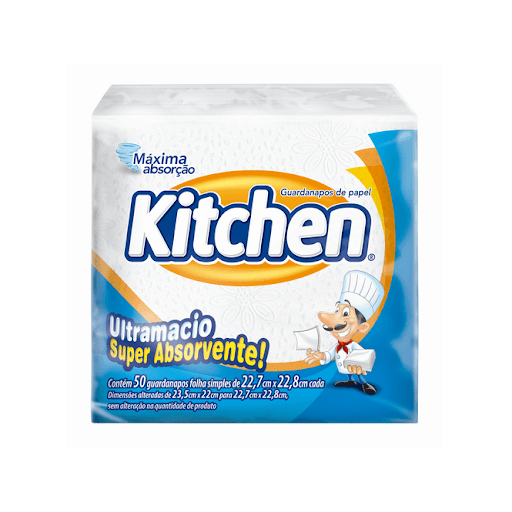 Guardanapo Kitchen Folha Simples Pequeno 50 folhas - Ultra macio, super absorvente