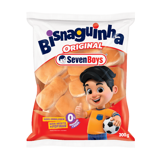 Pão Bisnaguinha Original Seven Boys Pacote 300g - Bisnaguinha Seven boys é sinônimo de pioneirismo, por ser a primeira marca a lançar a categoria no Brasil. São também reconhecida pela sua maciez e sabor.